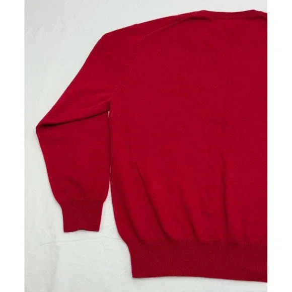 NWT Daniel Cremieux Signature Collection Red V-Neck Cashmere Sweater Sz L